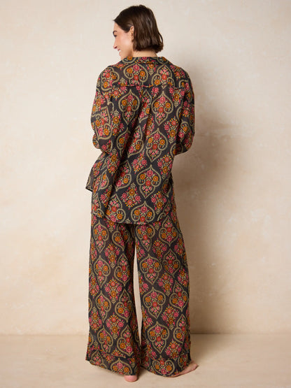 Dreamy Cotton Pajama Set - Charcoal Willow Medallion