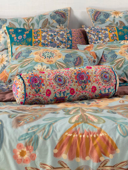Cozy Bolster Pillow - Folk Floral