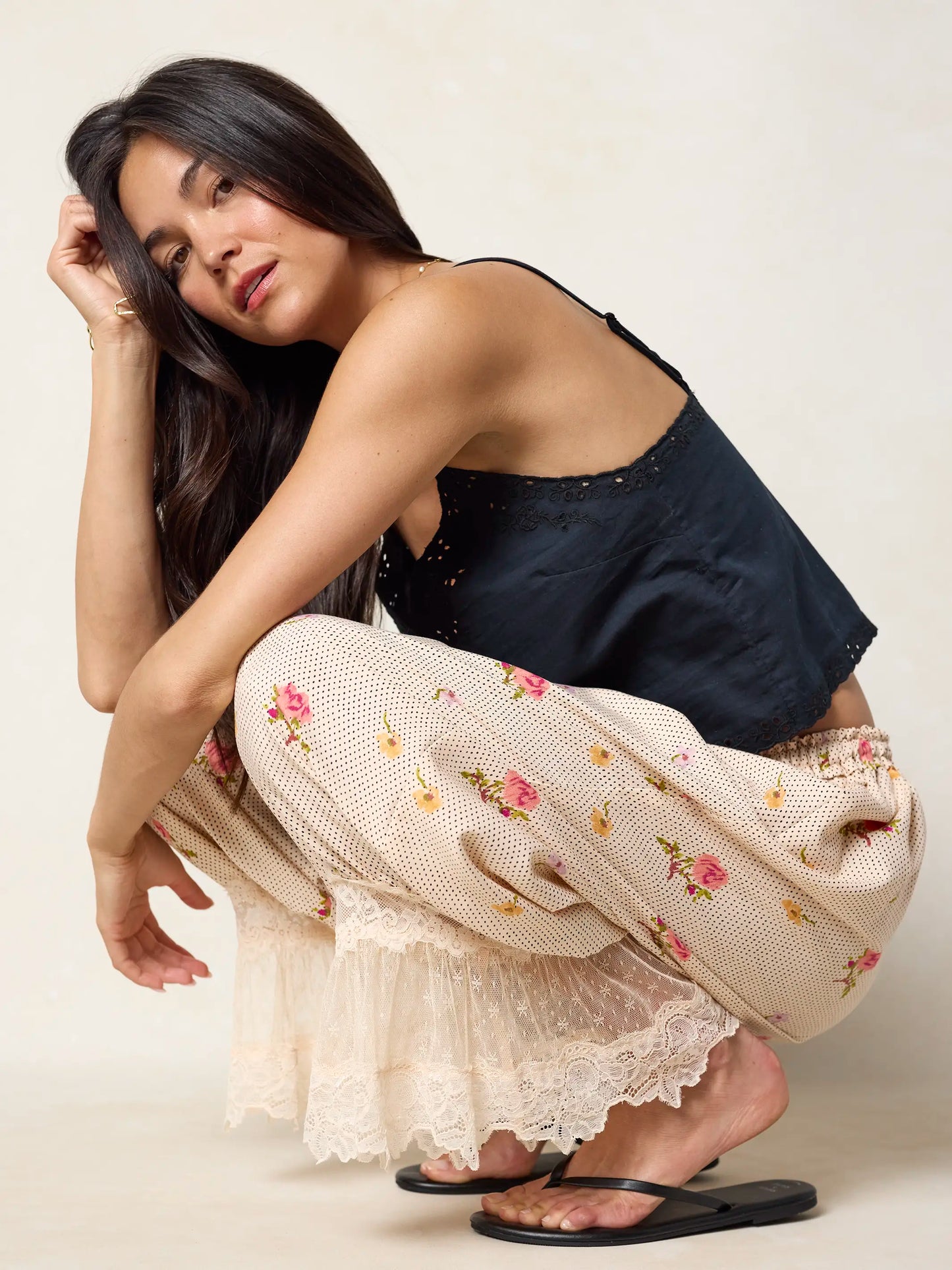 Faye Bloomer Pants - Pin Dot Prairie Cream