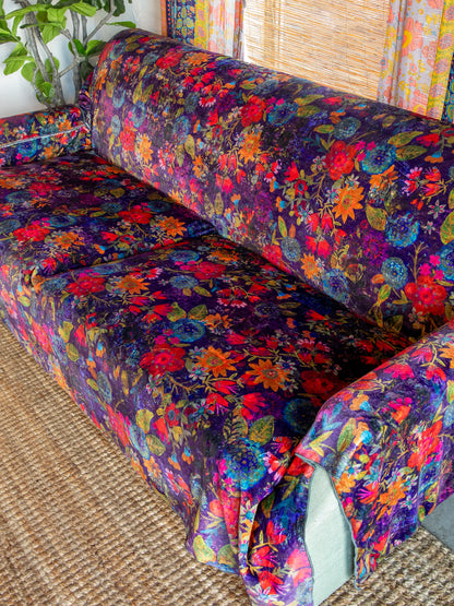 Perfect Cozy Couch Cover - Dark Floral Garden