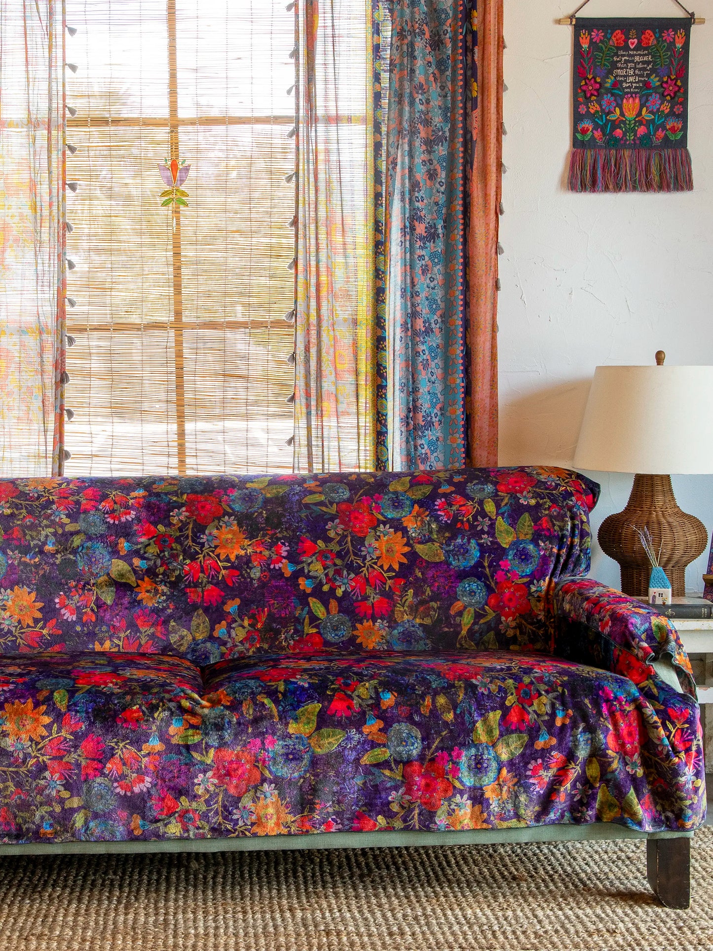 Perfect Cozy Couch Cover - Dark Floral Garden