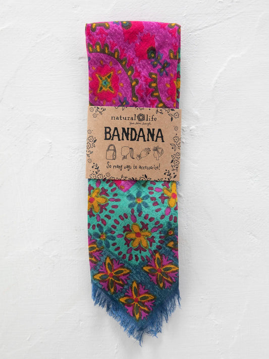Printed Cotton Bandana - Dark Sea Green