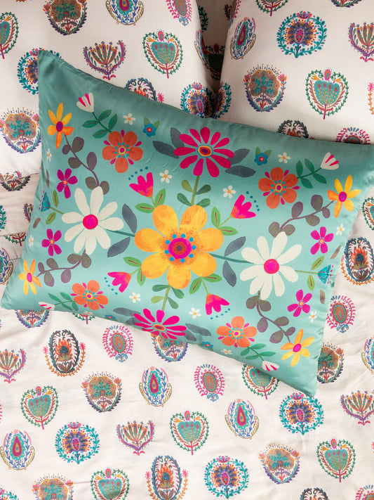 Satin Pillowcase - Sage Folk Flower