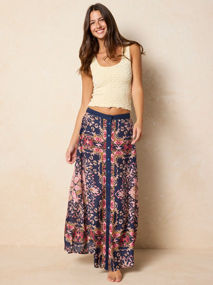 Elaina Maxi Skirt - Mandala Bandana Navy