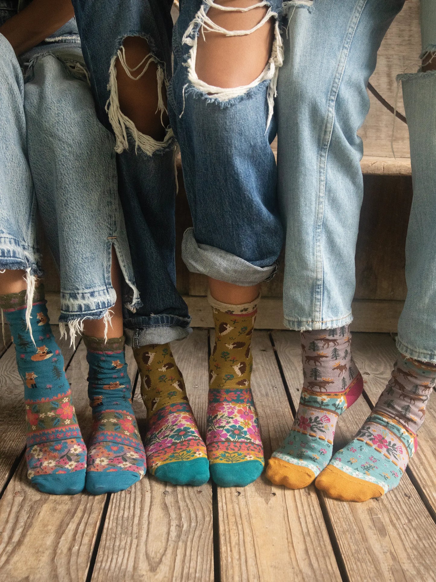 Boxed Boho Sock Set, Set of 3 - Critters