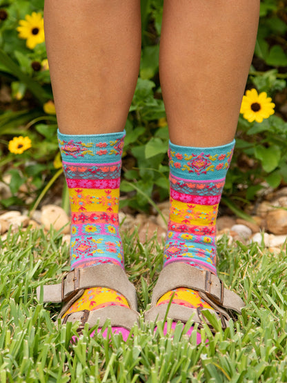 Boxed Boho Sock Set, Set of 3 - Cream Borders