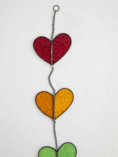 Stained Glass Mobile - Rainbow Hearts