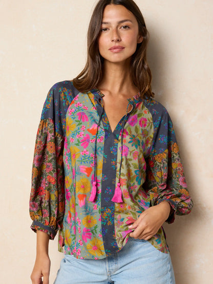 Fallon Top - Drawn Garden Multi