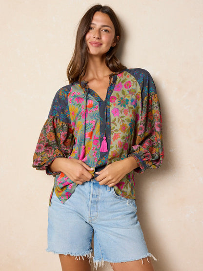 Fallon Top - Drawn Garden Multi