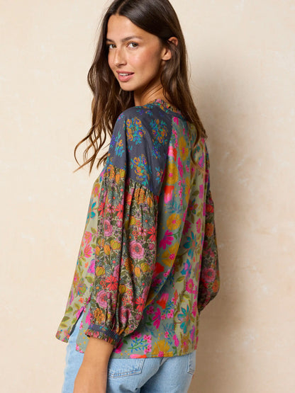 Fallon Top - Drawn Garden Multi