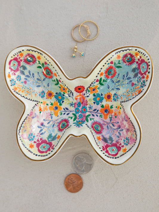 Shaped Ceramic Trinket Dish - Butterfly