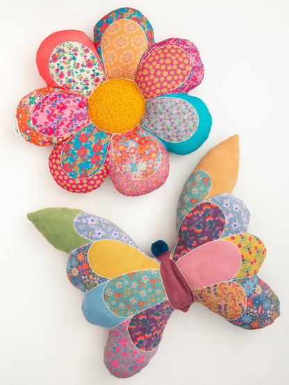 Whimsy Patchwork Pillow - Butterfly