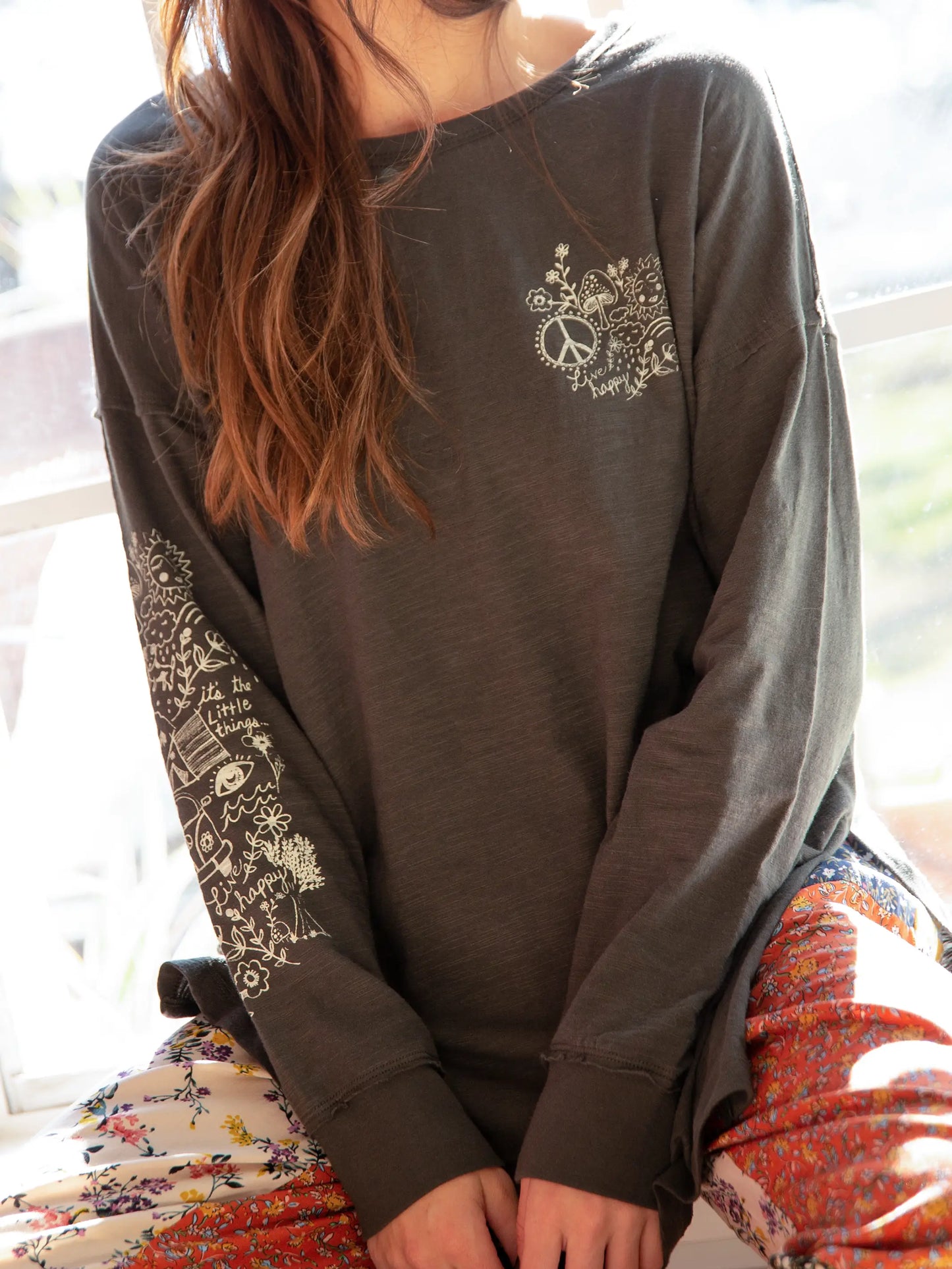 Cotton Doodle Tee - Washed Charcoal